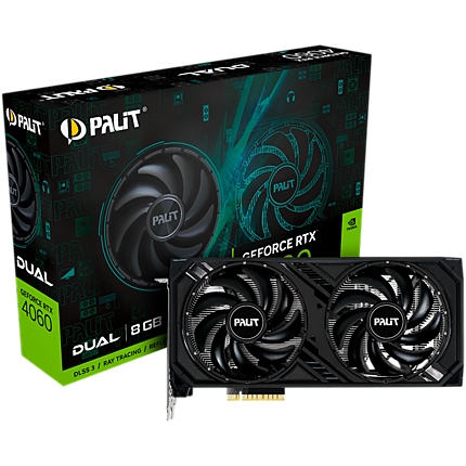 Palit RTX 4060 Dual 8GB GDDR6, 128 bits, 1x HDMI 2.1, 3x DP 1.4a, two fan, 1x 8-pin Power connector, recommended PSU 600W, NE64060019P1-1070D