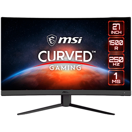 MSI G27C4X Curved Gaming Monitor, 27" 250Hz, FHD (1920x1080) 16:9, VA Anti-glare, 1ms, 300nits, 3000:1, 178°/178°, 1500R Curve, Freesync Premium, Adjustable Stand, 1x DP, 2x HDMI, 3Y Warranty