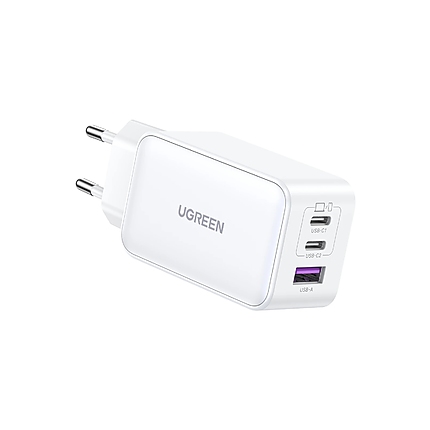 Ugreen универсално зарядно за стена Charger Wall 65W GaN CD244, 1 x USB-A, 2 x Type-C, White - 15334