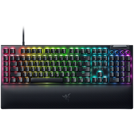 Razer BlackWidow V4 Mechanical Gaming Keyboard, US Layout, Green Switch, Razer Chroma™ RGB, 6 Macro Keys, Lubricated Stabilizers, Media Keys, Magnetic Wrist Rest, Up to 8000 Hz Polling Rate, Detachable Type C Cable