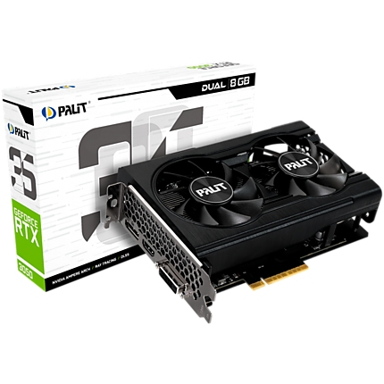 Palit GeForce RTX 3050 Dual 8GB GDDR6, 128bit, 3x DP 1.4a, 1x HDMI 2.1, 6-pin Power connector, recomended PSU 550W, NE63050018P1-1070D