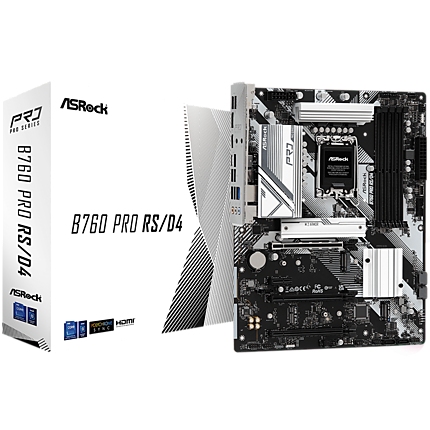 ASROCK MB Desktop B760 Pro RS (S1700, 4x DDR4, 2x PCIe 4.0 x16, 1x PCIe 3.0 x16, 1x PCIe 3.0 x1, 2x Hyper M.2 PCIe Gen4x4, 1x M.2 PCIe Gen 4x2, 4x SATA3, 2x USB-C, 7x USB 3.2, 4x USB 2.0, 1xRJ-45 2.5GB, 1x HDMI, 1x DP, ATX