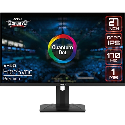 MSI G272QPF, 27", Rapid IPS, 1ms, 170Hz, 2560x1440, HDR Ready, Adaptive sync, Anti-glare, Night Vision, Anti-Flicker, Less Blue Light, Adjustable Stand 0 ~ 130mm, 1000:1, 300 NITS, 2x HDMI 2.0b, DP 1.2a, Headphone out, FLAT, Frameless, 9S6-3CD39T-001