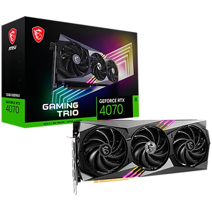 MSI Video Card Nvidia GeForce RTX 4070 GAMING TRIO 12G, 12GB GDDR6X, 192bit, Boost: 2490 MHz, 5888 CUDA Cores, PCIe 4.0, 3x DP 1.4a, HDMI 2.1a, RAY TRACING, Triple Fan, 1x 16pin, 650W Recommended PSU, 3Y