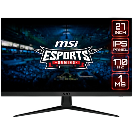 MSI G2712 Gaming Monitor, 27" 170Hz, FHD (1920x1080) 16:9, IPS Anti-glare, 1ms, 250nits, 1100:1, 178°/178°, Adaptive Sync, Adjustable Stand, 1x DP, 2x HDMI, 3Y Warranty