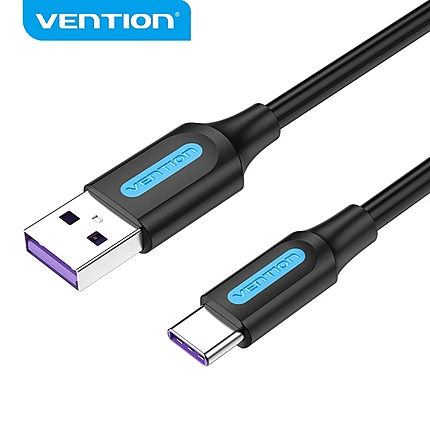 Vention Кабел USB 3.1 Type-C / USB 2.0 AM - 2.0M Black 5A Fast Charge - CORBH