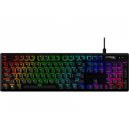 Геймърскa механична клавиатура HyperX Alloy Origins PBT, HyperX Aqua суичове, RGB, Черен