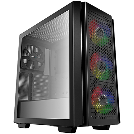 DeepCool CG560, Mid Tower, Mini-ITX/Micro-ATX/ATX/E-ATX, 2xUSB3.0, 1xAudio, 3x120mm Pre-Installed ARGB Fans + 1x140mm Black Fan, Tempered Glass, Mesh Panel, Black