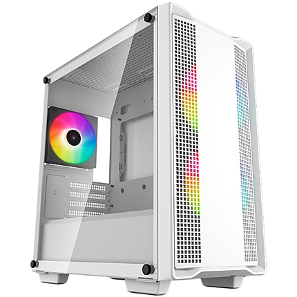 DeepCool CC360 ARGB WH, Mid Tower, Mini-ITX/Micro-ATX, 1xUSB3.0, 1xUSB2.0, 1xAudio, 3x120mm Pre-Installed ARGB Fans, Tempered Glass, Mesh Panel, White