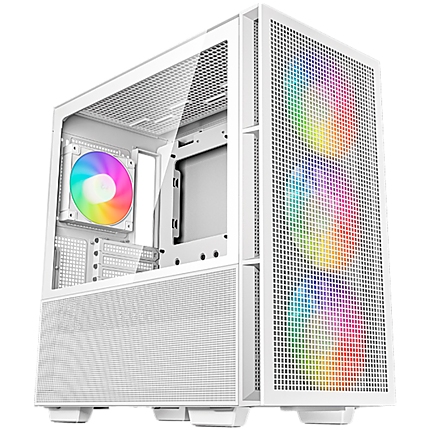 DeepCool CH560 WH, Mid Tower, Mini-ITX/Micro-ATX/ATX/E-ATX, 1xUSB3.0, 1xType-C, 1xAudio, 3x140mm + 1x120mm Pre-Installed ARGB Fans, Hybrid Tempered Glass And Mesh Side Panel, GPU Support Arm, Mesh Front Panel, White