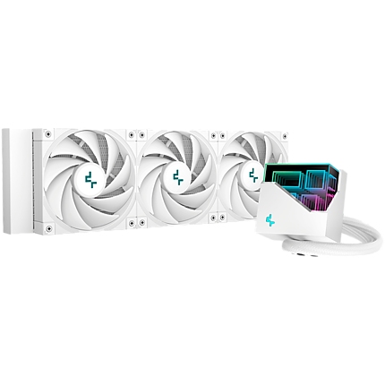 DeepCool LT720 WH, 360mm CPU Liquid Cooler, 3x120mm FK120 PWM Fans, 4th Gen Water Pump, ARGB Multidimensional Infinity Mirror Top Cap, White, Intel LGA 2066/2011-v3/2011/1700/1200/115x, AMD sTRX4/sTR4/AM5/AM4, 5Y Warranty