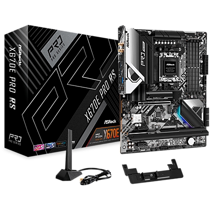 ASROCK MB Desktop X670E Pro RS, AM5, 4x DDR5, 1x PCIe 5.0 x16, 2x PCIe 4.0 x1, 6x SATA3, 3x Hyper M.2 (PCIe Gen4x4), 1x Blazing M.2(PCIe Gen5x4), 7.1 CH HD Audio, 1x HDMI, 1x DisplayPort, 2.5G LAN, Wi-Fi, BT