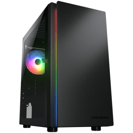 COUGAR Purity RGB (Black), Mini Tower, 1x 120 ARGB Fans, RGB Button, 3mm Tempered Glass, Mini ITX / Micro ATX, USB 3.0 x 2, USB 2.0 x 1, Mic x 1 / Audio x 1