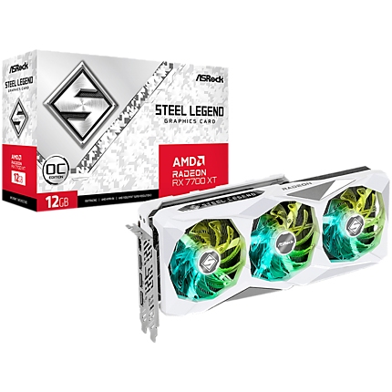 Asrock AMD Radeon RX7700XT Steel Legend 12GB OC, GDDR6, 192-bit, 3x DisplayPort™ 2.1, 1x HDMI™ 2.1, 2x 8-pin Power Connectors, Recommended PSU 750W