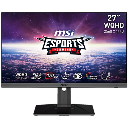 MSI G272QPF Gaming Monitor, 27" 170Hz, WQHD (2560x1440) 16:9, Rapid IPS, 1ms, 300nits, 1000:1, 178°/178°, Adaptive sync, Adjustable Stand, 1x DP, 2x HDMI,1x Headphone out, 3Y Warranty