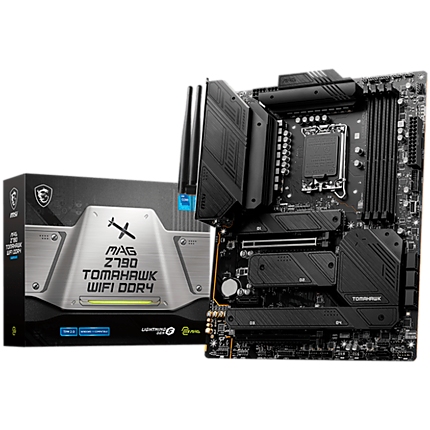 MSI MAG Z790 TOMAHAWK WIFI DDR4, ATX, Socket LGA 1700, Dual Channel DDR4 5333+(OC)MHz, 2x PCIe x16 slots, 4x M.2 slots, 1x HDMI, 1x DP, 2x USB 3.2 Gen1, 1x USB 3.2 Gen2, 4x USB 2.0, Type-C, 7.1 HD Audio, 2.5Gbps LAN