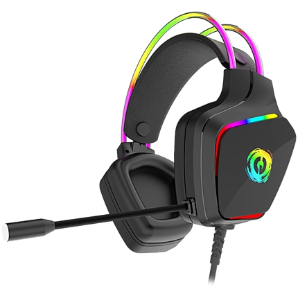 CANYON Darkless GH-9A, RGB gaming headset with Microphone, Microphone frequency response: 20HZ~20KHZ,  ABS+ PU leather, USB*1*3.5MM jack plug, 2.0M PVC cable, weight:280g, black