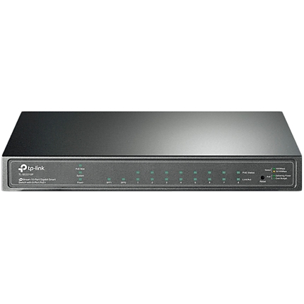 JetStream 8-Port Gigabit Smart PoE+ Switch with 2 SFP SlotsPORT: 8Г— Gigabit PoE Ports, 2Г— Gigabit SFP SlotsSPEC: 802.3af/at, 58 W PoE Power, Desktop Steel CaseFEATURE: Integration with Omada SDN Controller, 802.1Q VLAN, STP/RSTP/MSTP, etc.