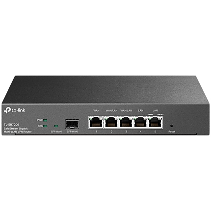 Omada Gigabit VPN Router PORT: 1Г— Gigabit SFP WAN Port, 1Г— Gigabit RJ45 WAN Port, 2Г— Gigabit WAN/LAN RJ45 Ports, 2Г— Gigabit RJ45 LAN portFEATURE: Integration with Omada SDN Controller, Support 100 IPsec VPN Tunnels, 50 PPTP/L2TP VPN Tunnels, etc.