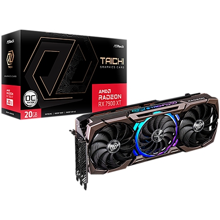 Asrock Video Card AMD Radeon RX7900XT Taichi 20GB OC, GDDR6, 320-bit, 3 x DisplayPort 2.1, 1 x HDMI 2.1, 3 x 8-pin Power Connectors, Recommended PSU 800W