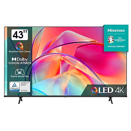 Hisense 43" E7KQ, 4K Ultra HD 3840x2160, QLED, Quantum Dot, HDR 10+, HLG, Dolby Vision, DTS Virtual X, Smart TV, WiFi 5GHz, WiFi Direct, BT, Anyview Cast, 3xHDMI, 2xUSB, LAN, CI+, DVB-T2/C/S2, Black