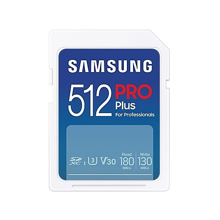 Samsung 512GB SD Card PRO Plus, UHS-I, Class10, Read 180MB/s - Write 130MB/s