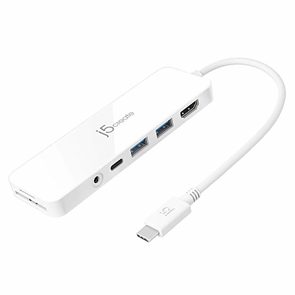 6-портов хъб j5create Mini Dock JCD373, USB, HDMI, SD, 3.5 mm jack