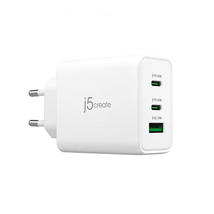 Мрежово зарядно j5create JUP3365E 65W, 3 порта, USB-C, USB-A