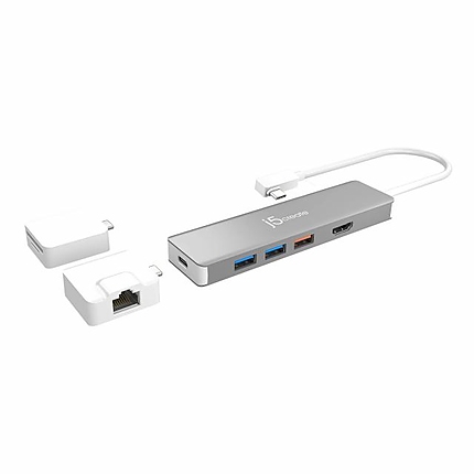 Поставка за лаптоп с докинг станция j5create JTS327, до 16", USB-C, 4K