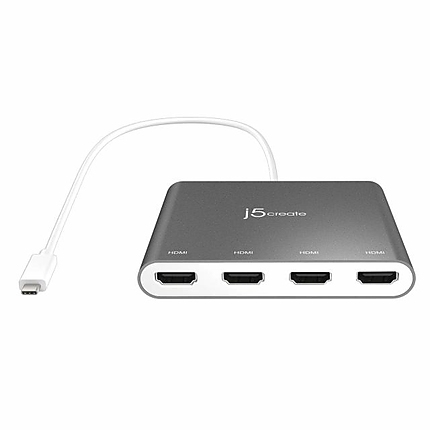 Адаптер j5create JCA366, За 4 монитора, USB-C - 4 x HDMI