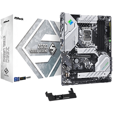 ASROCK Main Board Desktop Z690 Steel Legend (S1700, Z690, 4x DDR4, 3x PCIe x16, 2x PCIe x1, 8x SATA3 6.0Gb/s, 1x m.2 PCIe Gen4x4, 1x PCIe Gen3x4, RAID 0,1,5,10, 10x USB 3.2, 1x RJ-45 2.5G Lan, HDMI, DP, SPDIF, ATX, Retail