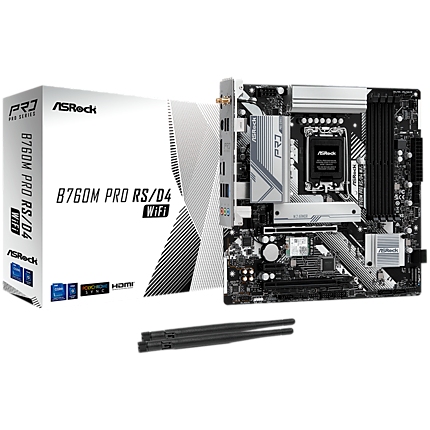 ASROCK MB Desktop B760M Pro RS Wi-Fi (S1700, 4x DDR5, 2x PCIe 4.0 x16, 1x PCIe 4.0 x1, 1x Hyper M.2 PCIe Gen4x4, 4x SATA3, 2x USB-C, 5x USB 3.2, 6x USB 2.0, 1xRJ-45 2.5GB, 2x 802.11ax Wi-Fi, 1x HDMI, 1x DP, 7.1 HD Audio, micro ATX.