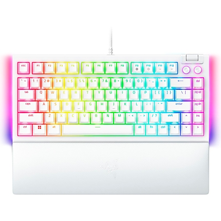 Razer BlackWidow V4 75% White, Gaming Keyboard, US Layout, Hot-swappable Design, Compact 75% Layout with Aluminum Case,  Mechanical Switches (Tactile), Razer Chroma RGB, Dedicated media roller with 2 dedicated media buttons, Detachable Type C Cable