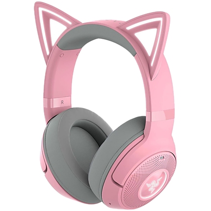 Kraken Kitty BT V2 - Quartz Ed. Pink, Wireless Gaming Headset, Kitty Ears and Earcups, Bluetooth 5.2 with Gaming Mode, TriForce 40 mm Drivers, Built into the earcups microphone, Up to 40-hour Battery Life with Type C Charging