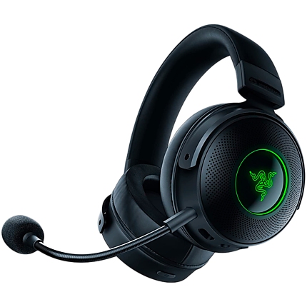 Razer Kraken V3 Pro, Wireless Gaming Headset, Razer HyperSense Haptic Technology, TriForce Titanium 50mm Drivers, Detachable HyperClear SuperCardioid Mic, THX Spatial Audio, Razer Chroma™ RGB, USB-A Wireless (2.4GHz)/3.5mm