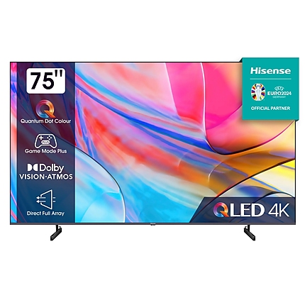 Hisense 75" A7KQ, 4K Ultra HD 3840x2160, QLED, FALD, Quantum Dot, HDR 10+, HLG, Dolby Vision, Dolby Atmos, Smart TV, WiFi 5GHz, WiFi Direct, BT, Anyview Cast, 3xHDMI, 2xUSB, LAN, CI+, DVB-T2/C/S2, Dark Grey