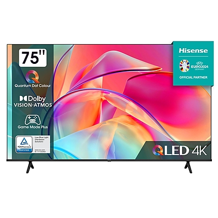 Hisense 75" E7KQ, 4K Ultra HD 3840x2160, QLED, Quantum Dot, HDR 10+, HLG, Dolby Vision, DTS Virtual X, Smart TV, WiFi 5GHz, WiFi Direct, BT, Anyview Cast, 3xHDMI, 2xUSB, LAN, CI+, DVB-T2/C/S2, Black