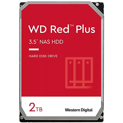 HDD NAS WD Red Plus 2TB CMR, 3.5'', 128MB, 5400 RPM, SATA, TBW: 180