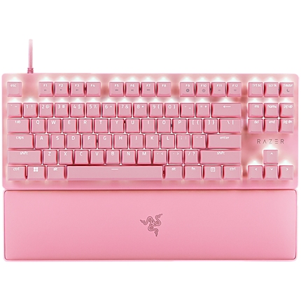 Razer Huntsman V2 Tenkeyless Pink, Optical Gaming Keyboard (Linear Optical Switches Gen-2), US Layout, Doubleshot PBT Keycaps, Sound Dampening Foam, Razer Chroma™ RGB, Up to 8000Hz polling rate, Aluminum matte top plate