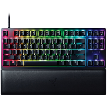 Razer Huntsman V2 Tenkeyless, Optical Gaming Keyboard (Clicky Optical Switch), US Layout, Doubleshot PBT Keycaps, Sound Dampening Foam, Razer Chroma™ RGB, Up to 8000Hz polling rate, Aluminum matte top plate