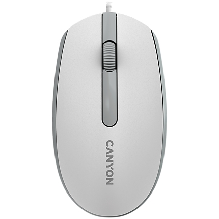 Canyon Wired  optical mouse with 3 buttons, DPI 1000, with 1.5M USB cable,White grey, 65*115*40mm, 0.1kg