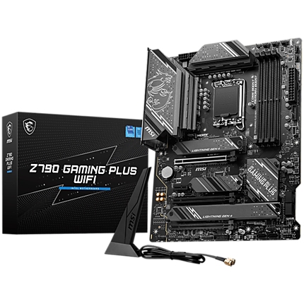 MSI Z790 GAMING PLUS WIFI , LGA 1700, INTEL Z790, 4xDDR5, Dual Channel DDR4 up to 7200+(OC)MHz, 3.0 x16 slot, 4x M.2 slots, 1x USB 3.2 Gen 2 (Type-C), 4x USB 3.2 Gen 1, 1x HDMI,4x EZ Debug LED, 2.5G LAN,7.1 Audio, ATX, 3y warranty