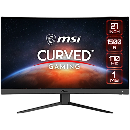 MSI G27C4 E2 Curved Gaming Monitor, 27" 170Hz, FHD (1920x1080) 16:9, VA Anti-glare, 1500R curve, 1ms, 250nits, 3000:1, 178°/178°, Adaptive Sync, Adjustable Stand, 1x DP, 2x HDMI,  3Y Warranty