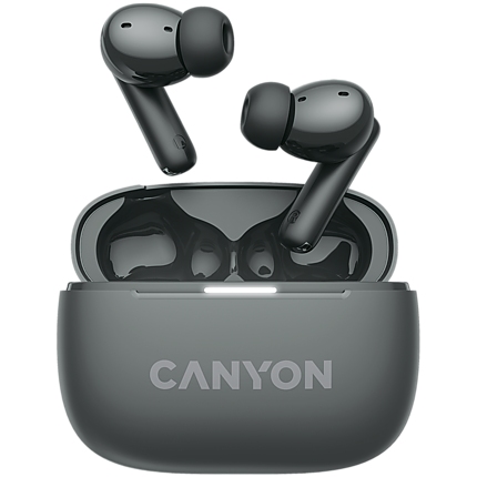 CANYON OnGo TWS-10 ANC+ENC, Bluetooth Headset, microphone, BT v5.3 BT8922F, Frequence Response:20Hz-20kHz, battery Earbud 40mAh*2+Charging case 500mAH, type-C cable length 24cm,size 63.97*47.47*26.5mm 42.5g, Black