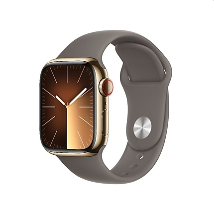 Apple Watch Series 9 GPS + Cellular 45mm Gold Stainless Steel Case with Clay Sport Band - M/L