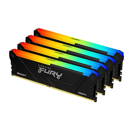 Памет Kingston FURY Beast Black RGB 64GB(4x16GB) DDR4 3200MHz CL16 2Rx8 KF432C16BB12AK4/64