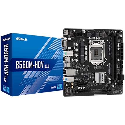 ASROCK Main Board Desktop B560M-HDV (S1200, 2x DDR4, 1x PCIe 4.0 x16, 1x PCIe 3.0 x1, 4x SATA3, GLAN, 1x VGA, 1x DVI, 1x HDMI, 4x USB 3.2, 6x USB 2.0) mATX