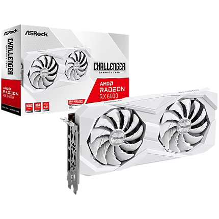 ASROCK Video Card AMD Radeon RX6600XT Challenger White 8GB, GDDR6 128 bit, 1xHDMI, 3xDP 1.4, power 1x8 pin, recomended PSU 500W, 90-GA4UZZ-00UANF