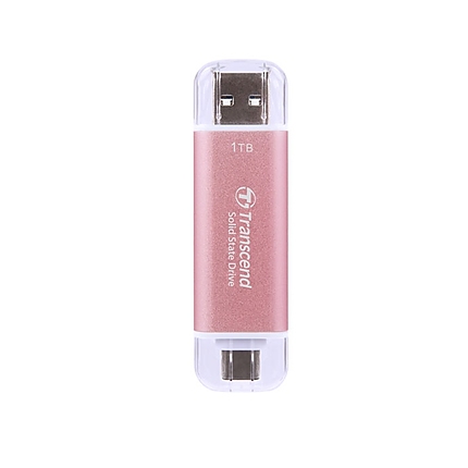 Transcend 1TB, USB External SSD, ESD310P, USB 10Gbps, Type C/A, Pink