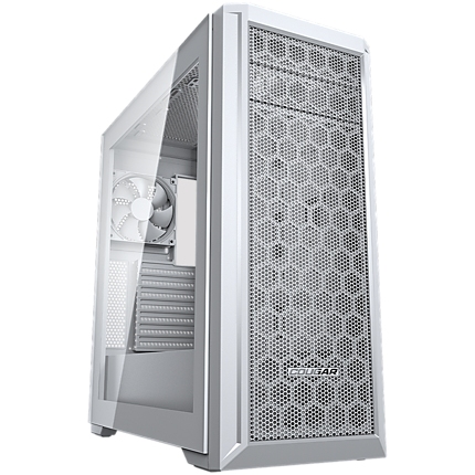 COUGAR MX330-G Pro White, Mid Tower, MiniITX/MicroATX/ATX, USB 3.0 x 2, USB 2.0 x 2, Mic x 1 / Audio x 1, RGB button, 3x 120mm ARGB fans pre-installed, Tempered glass, 195 x 473 x 427 (mm)